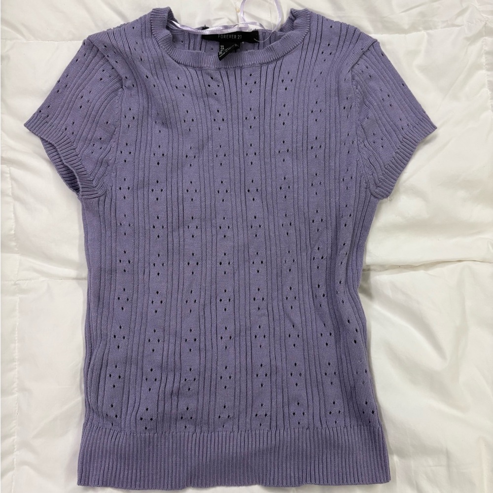 Purple Short Sleeve Knit Top (fitted)